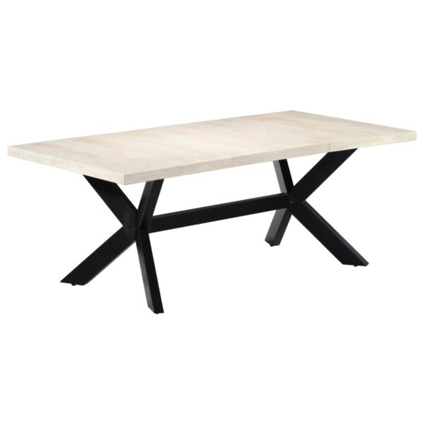 vidaXL Dining Table White 78.7"x39.4"x29.5" Solid Mango Wood - Image 10