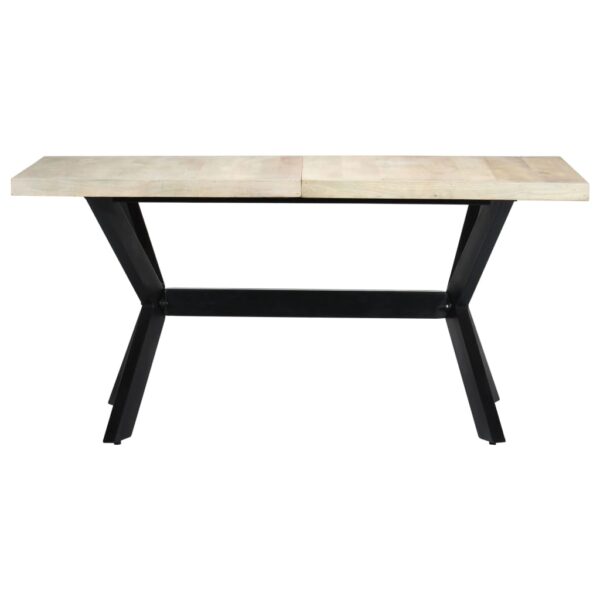 vidaXL Dining Table White 63"x31.5"x29.5" Solid Mango Wood - Image 2