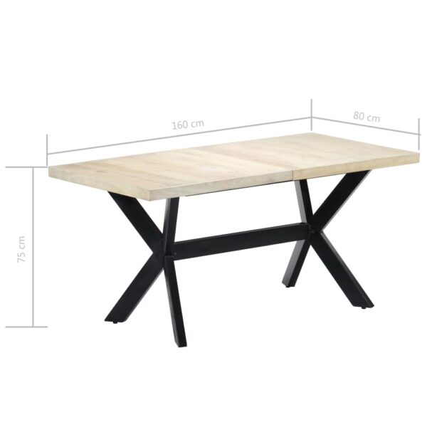 vidaXL Dining Table White 63"x31.5"x29.5" Solid Mango Wood - Image 7