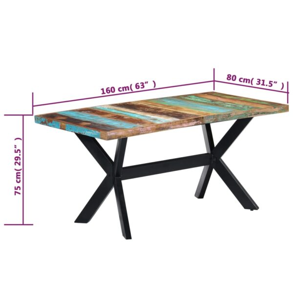 vidaXL Dining Table 63"x31.5"x29.5" Solid Reclaimed Wood - Image 7