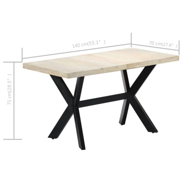 vidaXL Dining Table 55.1"x27.6"x29.5" Solid Bleached Mango Wood - Image 7