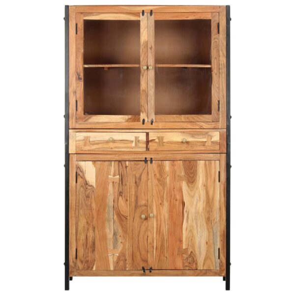 vidaXL Highboard 39.4"x15.7"x68.9" Solid Acacia Wood - Image 2