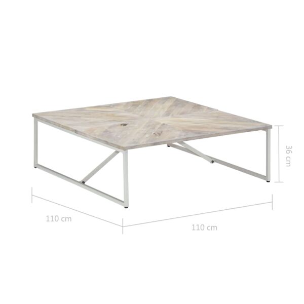 vidaXL Coffee Table 43.3"x43.3"x14.1" Solid Mango Wood - Image 8