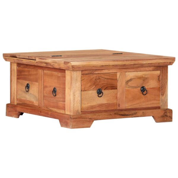 vidaXL Coffee Table 26"x27.6"x13.8" Solid Acacia Wood - Image 8