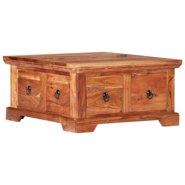 vidaXL Coffee Table 26"x27.6"x13.8" Solid Acacia Wood - Image 9