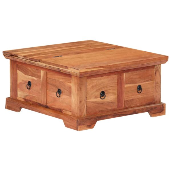 vidaXL Coffee Table 26"x27.6"x13.8" Solid Acacia Wood - Image 10