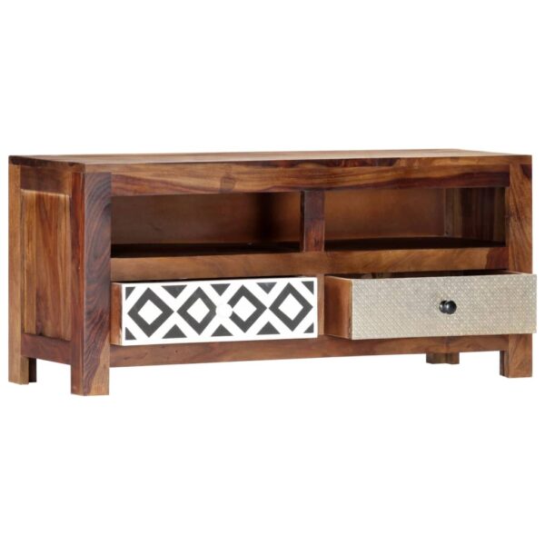 vidaXL TV Stand 35.4"x11.8"x15.7" Solid Wood Sheesham - Image 2