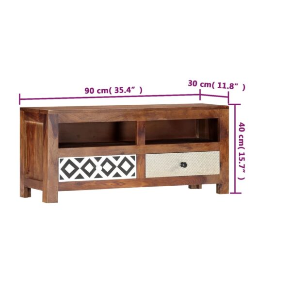 vidaXL TV Stand 35.4"x11.8"x15.7" Solid Wood Sheesham - Image 7