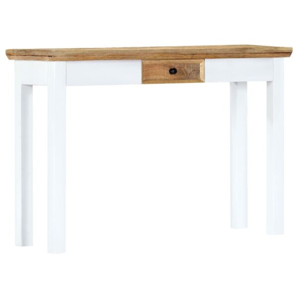 vidaXL Console Table White and Brown 43.3"x13.7"x29.5" Solid Mango Wood