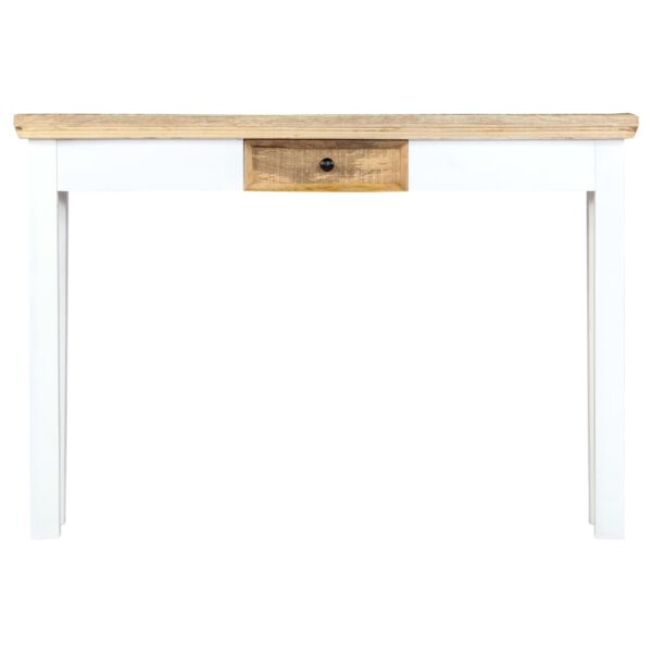 vidaXL Console Table White and Brown 43.3"x13.7"x29.5" Solid Mango Wood - Image 2