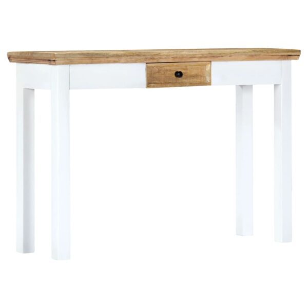 vidaXL Console Table White and Brown 43.3"x13.7"x29.5" Solid Mango Wood - Image 11