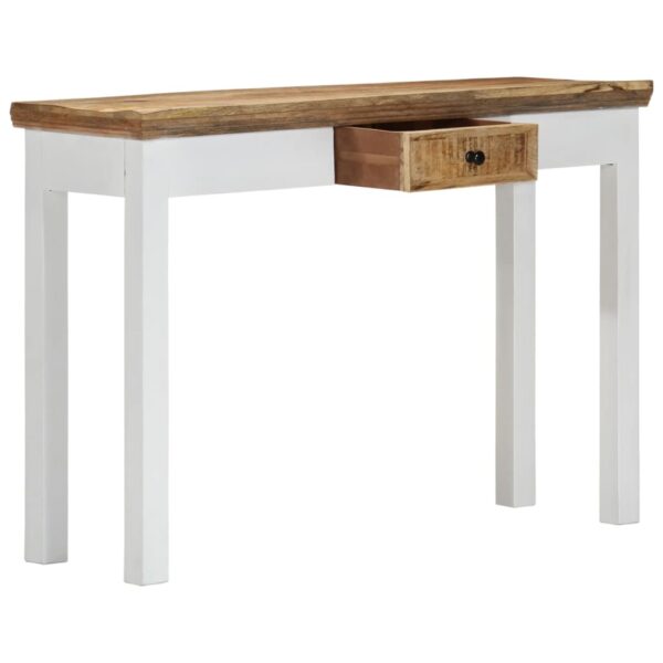 vidaXL Console Table White and Brown 43.3"x13.7"x29.5" Solid Mango Wood - Image 3