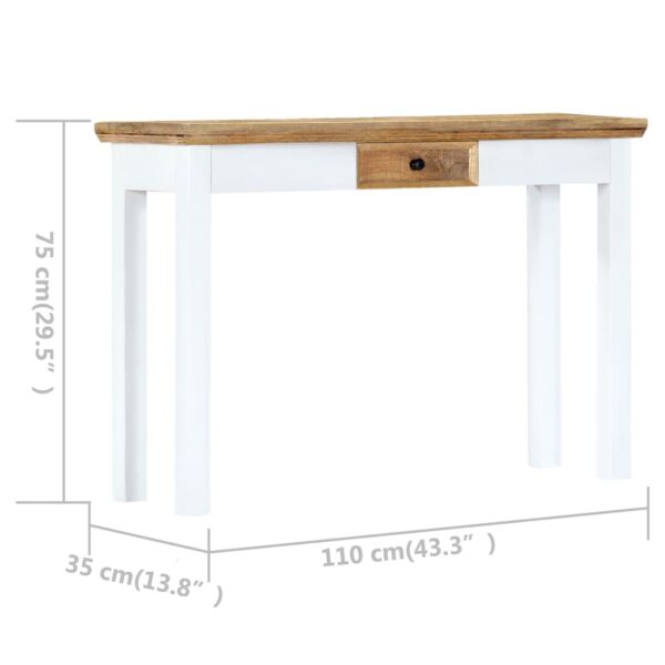 vidaXL Console Table White and Brown 43.3"x13.7"x29.5" Solid Mango Wood - Image 7