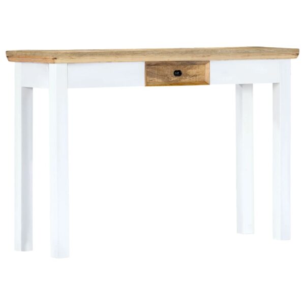 vidaXL Console Table White and Brown 43.3"x13.7"x29.5" Solid Mango Wood - Image 8