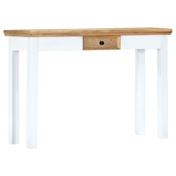 vidaXL Console Table White and Brown 43.3"x13.7"x29.5" Solid Mango Wood - Image 9