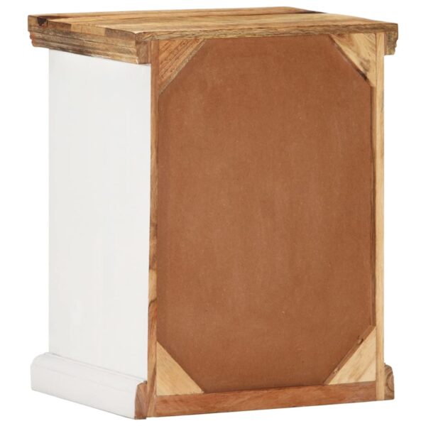 vidaXL Nightstand White and Brown 15.7"x11.8"x19.6" Solid Rough Mango Wood - Image 4