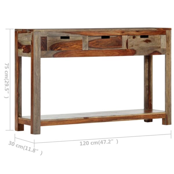 vidaXL Console Table with 3 Drawers 47.2"x11.8"x29.5" Solid Sheesham Wood - Image 10