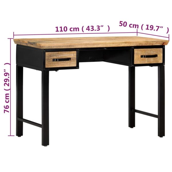 vidaXL Writing Table 43.3"x19.6"x29.9" Solid Mango Wood - Image 7