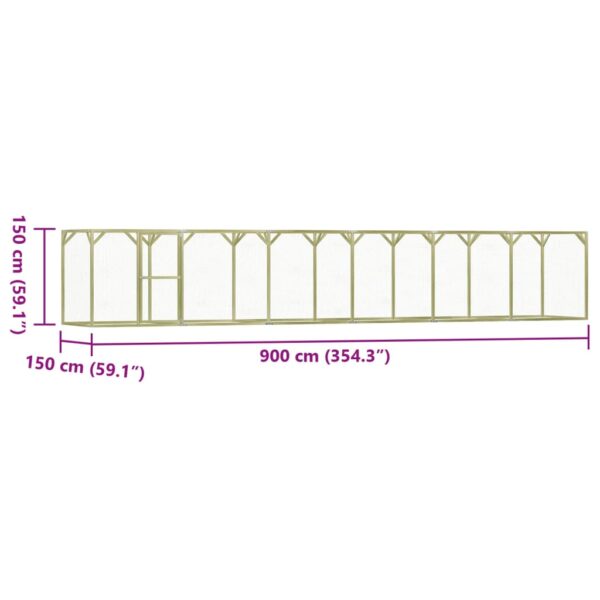 vidaXL Chicken Cage 29.5'x4.9'x4.9' Impregnated Wood Pine and Steel - Image 6