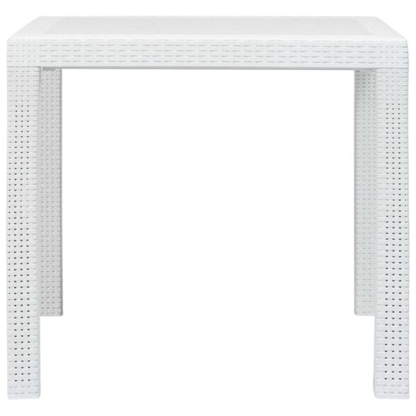 vidaXL Patio Table White 31.1"x31.1"x28.3" Plastic Rattan Look - Image 2