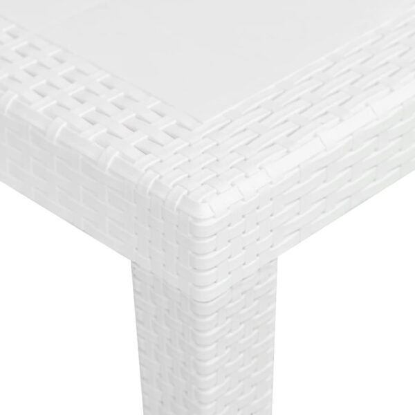 vidaXL Patio Table White 31.1"x31.1"x28.3" Plastic Rattan Look - Image 3