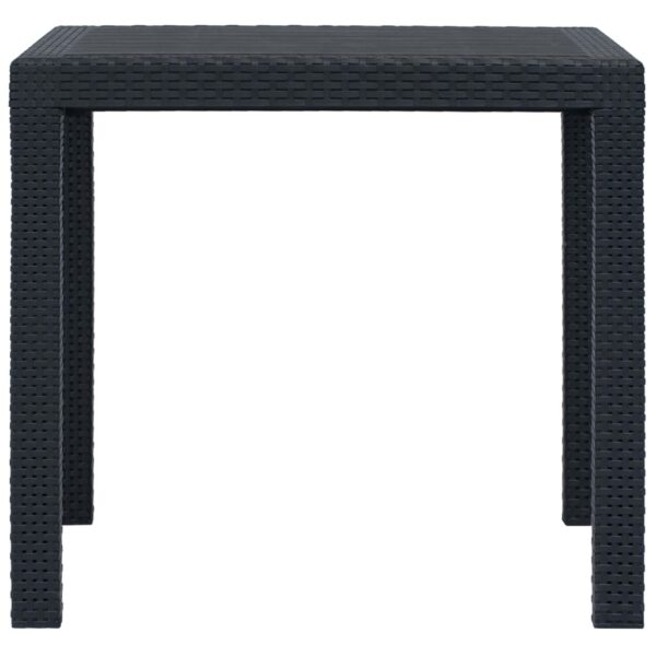 vidaXL Patio Table Anthracite 31.1"x31.1"x28.3" Plastic Rattan Look - Image 2