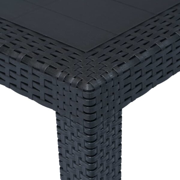 vidaXL Patio Table Anthracite 31.1"x31.1"x28.3" Plastic Rattan Look - Image 3