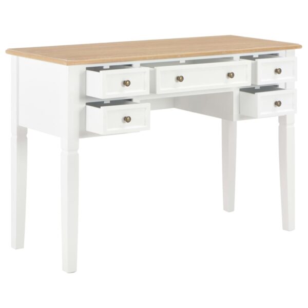 vidaXL Writing Desk White 43.1"x17.7"x30.5" Wood - Image 2