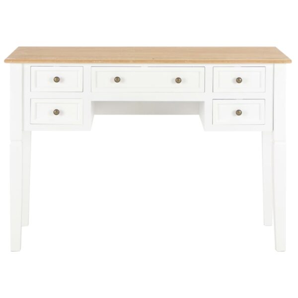 vidaXL Writing Desk White 43.1"x17.7"x30.5" Wood - Image 3