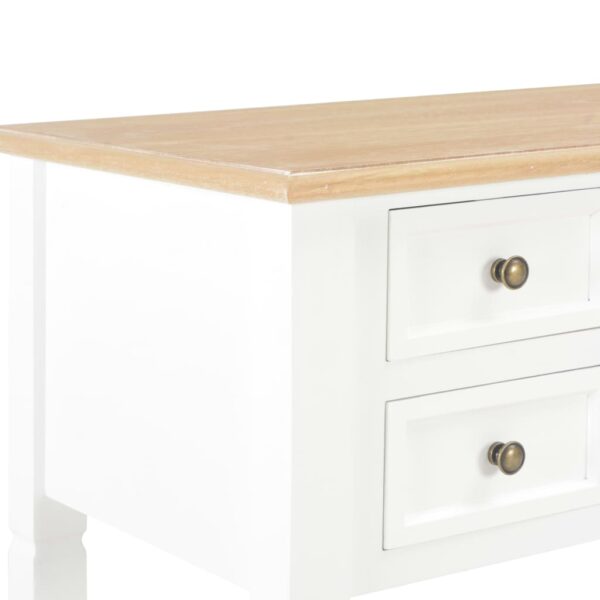 vidaXL Writing Desk White 43.1"x17.7"x30.5" Wood - Image 6