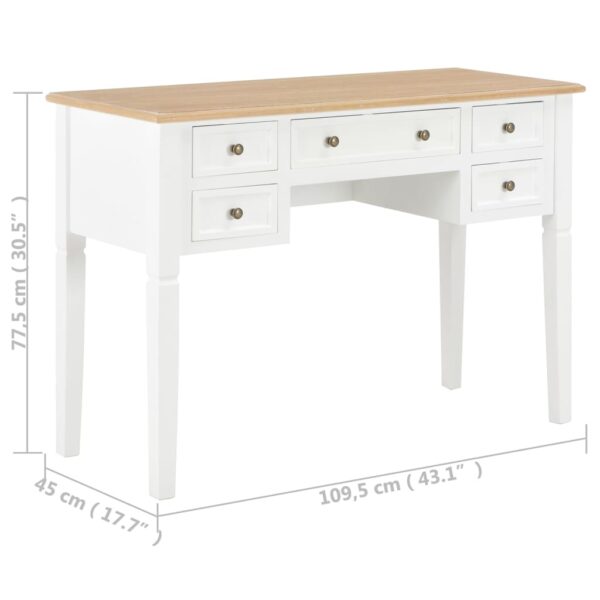 vidaXL Writing Desk White 43.1"x17.7"x30.5" Wood - Image 8