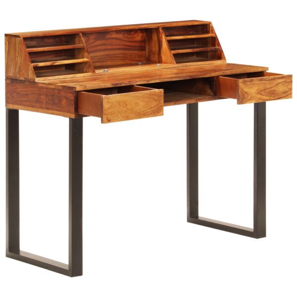 vidaXL Desk 43.3"x19.7"x37" Solid Sheesham Wood and Steel - Image 2