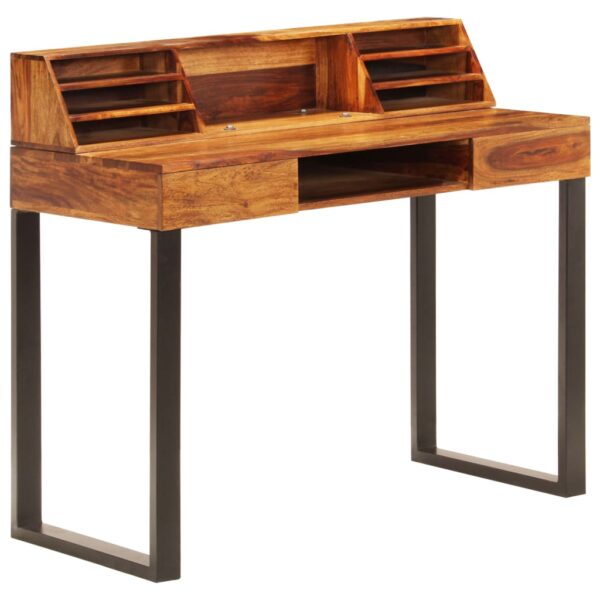 vidaXL Desk 43.3"x19.7"x37" Solid Sheesham Wood and Steel - Image 11