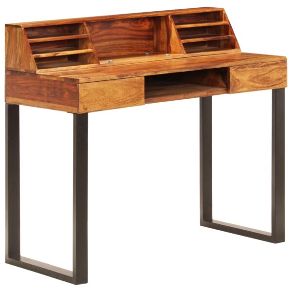 vidaXL Desk 43.3"x19.7"x37" Solid Sheesham Wood and Steel - Image 12