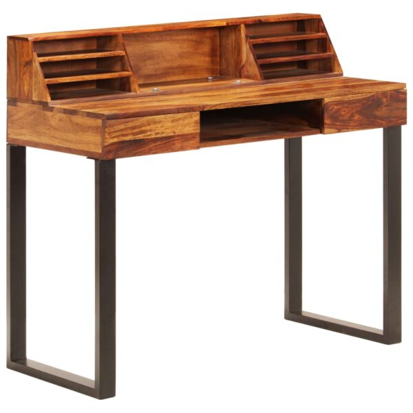 vidaXL Desk 43.3"x19.7"x37" Solid Sheesham Wood and Steel - Image 10