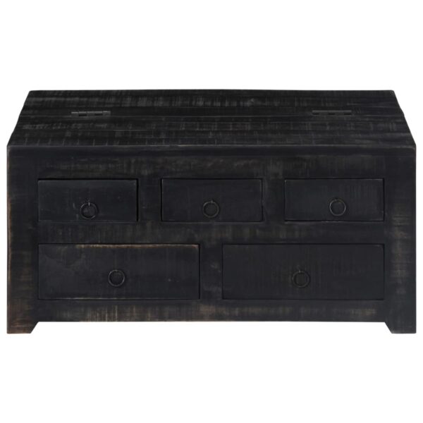 vidaXL Coffee Table Black 25.6"x25.6"x11.8" Solid Mango Wood - Image 2