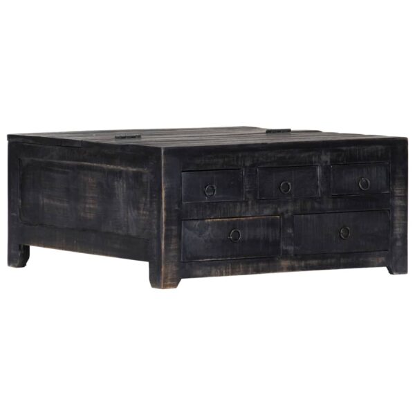 vidaXL Coffee Table Black 25.6"x25.6"x11.8" Solid Mango Wood - Image 11