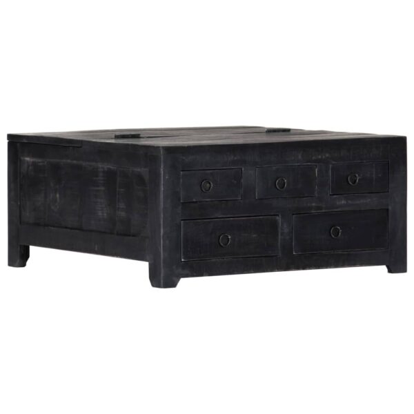 vidaXL Coffee Table Black 25.6"x25.6"x11.8" Solid Mango Wood - Image 12