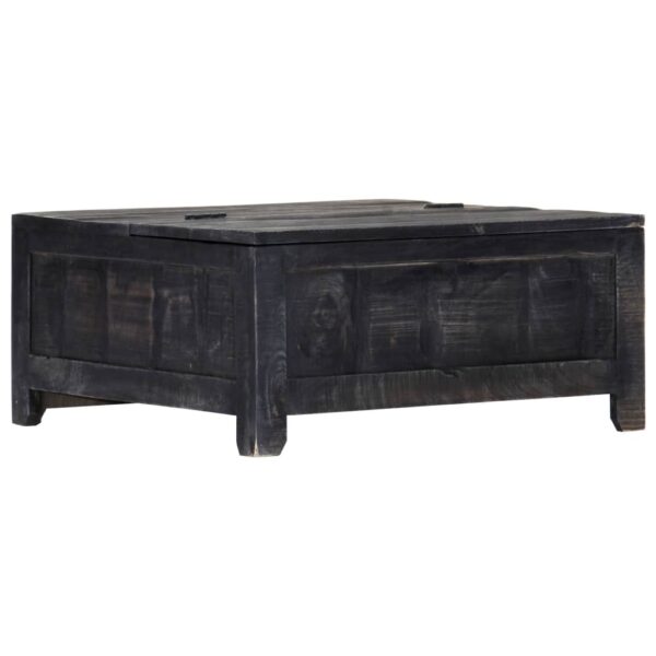 vidaXL Coffee Table Black 25.6"x25.6"x11.8" Solid Mango Wood - Image 4