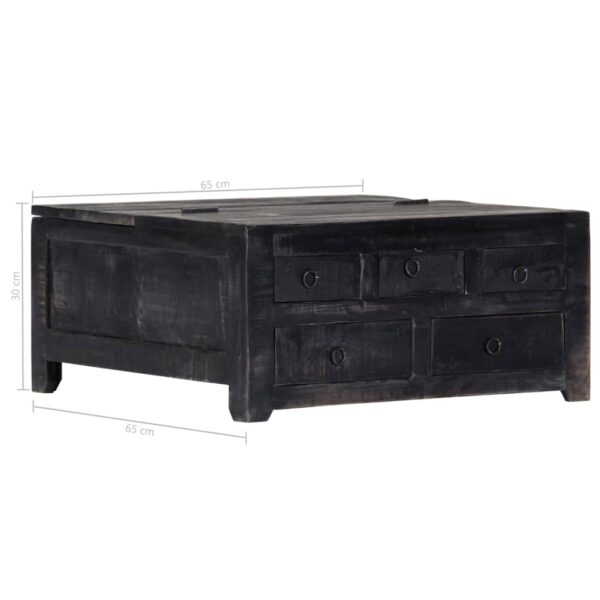 vidaXL Coffee Table Black 25.6"x25.6"x11.8" Solid Mango Wood - Image 10