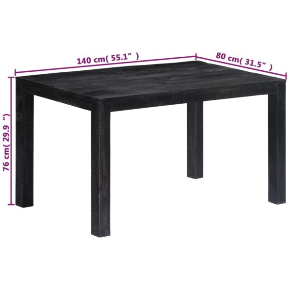 vidaXL Dining Table Black 55.1"x31.5"x29.9" Solid Mango Wood - Image 5