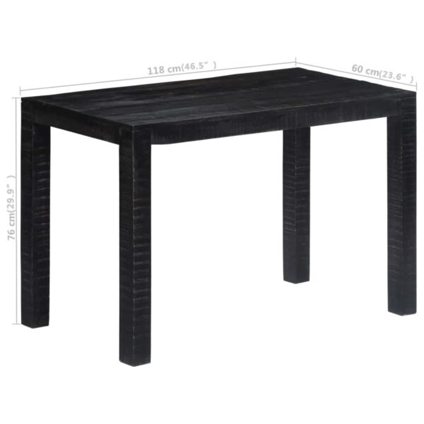 vidaXL Dining Table Black 46.5"x23.6"x29.9" Solid Mango Wood - Image 9