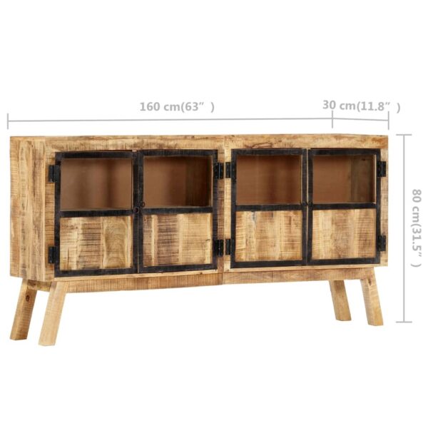 vidaXL Sideboard Brown and Black 63"x11.8"x31.5" Solid Rough Mango Wood - Image 7