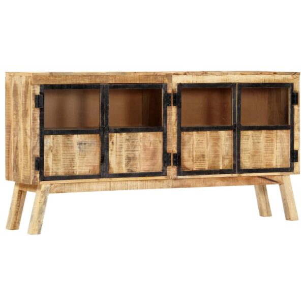 vidaXL Sideboard Brown and Black 63"x11.8"x31.5" Solid Rough Mango Wood - Image 9