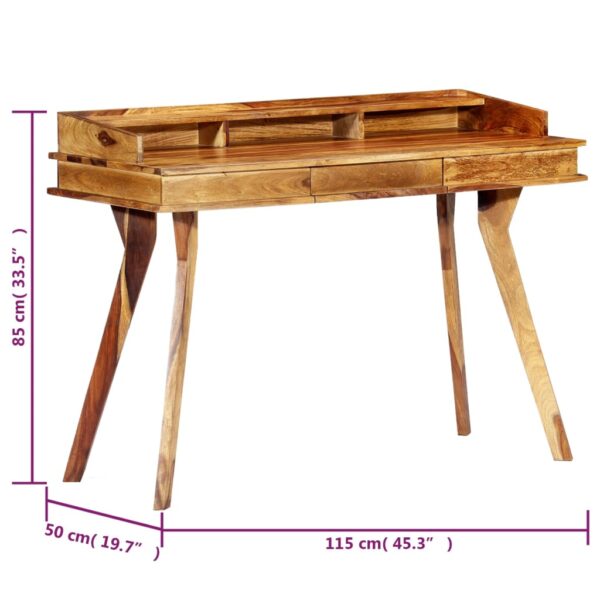 vidaXL Writing Desk 45.3"x19.7"x33.5" Solid Sheesham Wood - Image 7