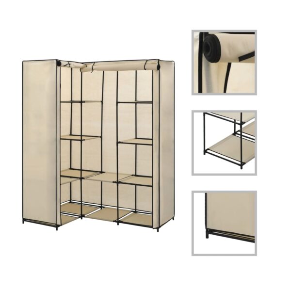 vidaXL Corner Wardrobe Cream 51.2"x34.3"x66.5"