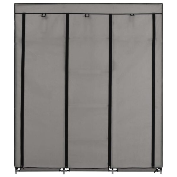 vidaXL Wardrobe with Compartments and Rods Gray 59.1"x17.7"x68.9" Fabric - Image 3