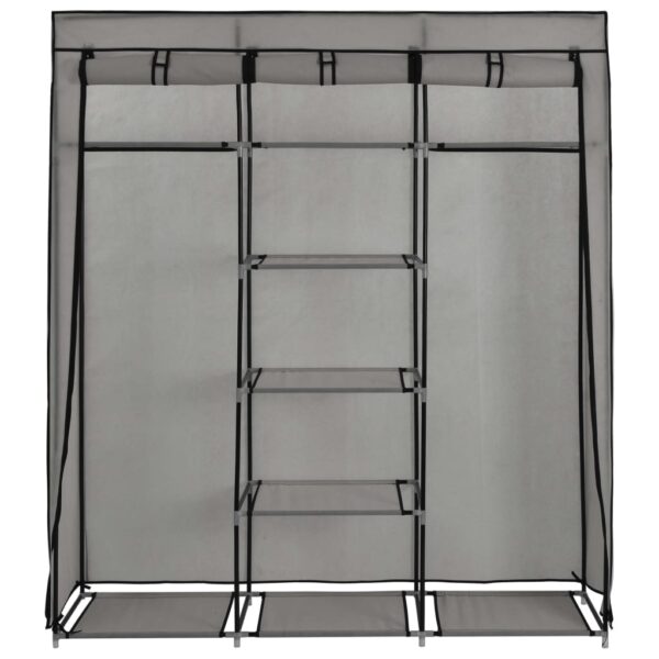 vidaXL Wardrobe with Compartments and Rods Gray 59.1"x17.7"x68.9" Fabric - Image 5