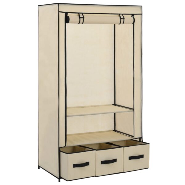 vidaXL Wardrobe Cream 34.3"x19.3"x62.6" Fabric - Image 3