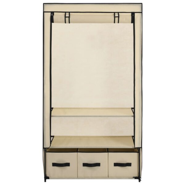 vidaXL Wardrobe Cream 34.3"x19.3"x62.6" Fabric - Image 4